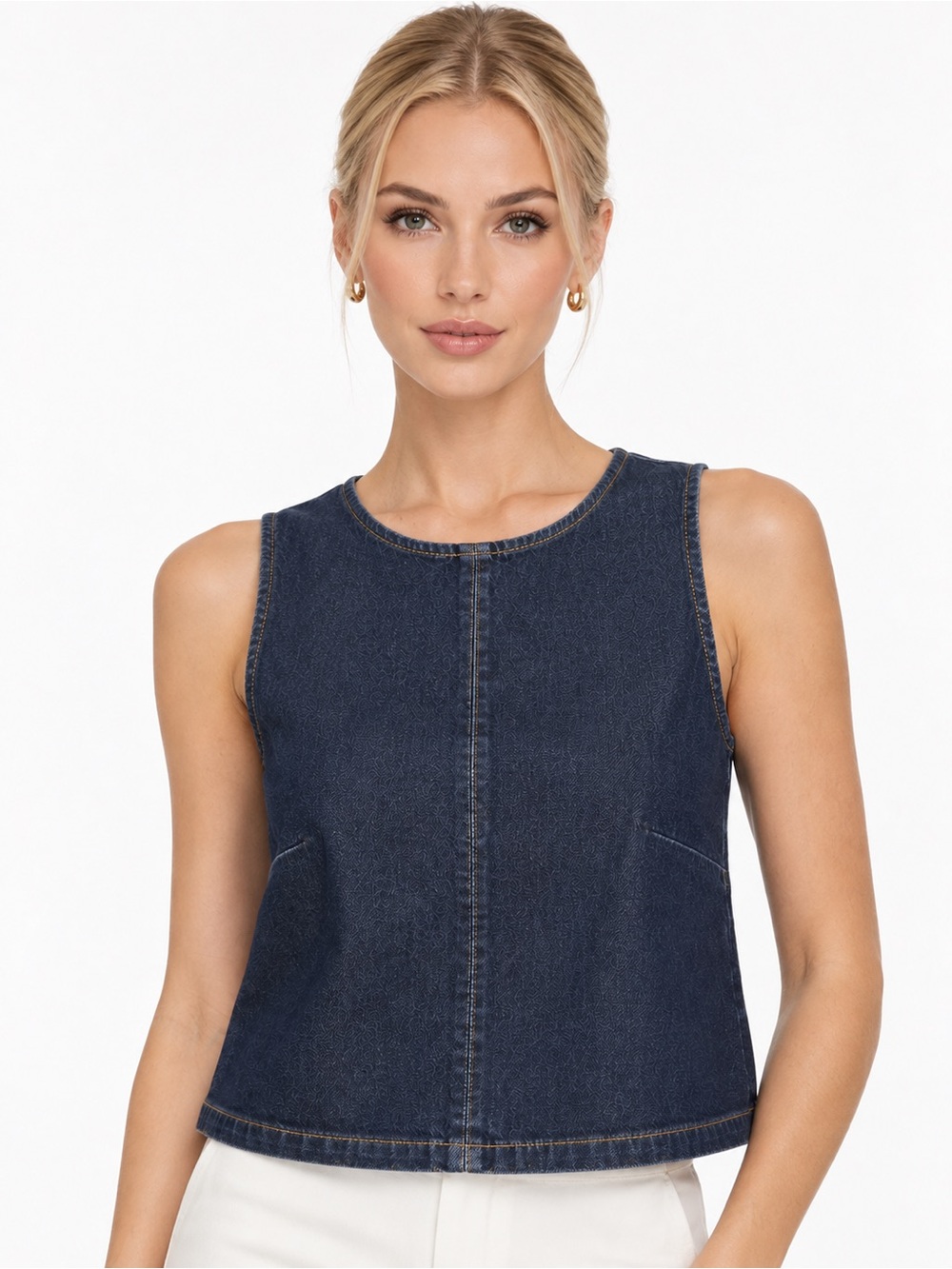 ANTONIO MELANI Dark Indigo Denim Sleeveless Top